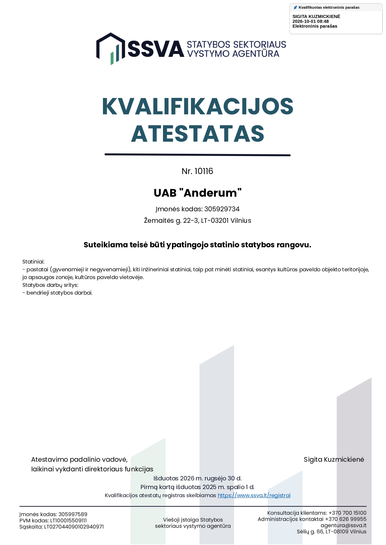 ANDERUM ISO sertifikatas